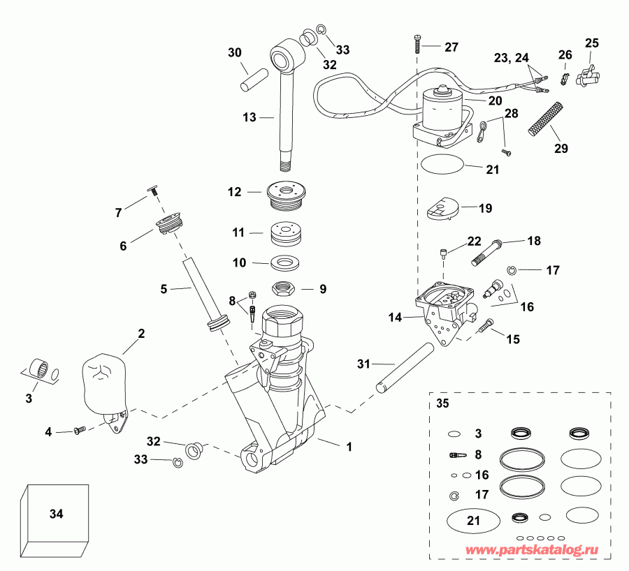 �������� ����� EVINRUDE E115DCXAFF  - trim & Tilt Hydraulic Assembly - All V6 & 25 ���� V4 Models / trim & Tilt Hydraulic Assembly - All V6 & 25 In. V4 Models