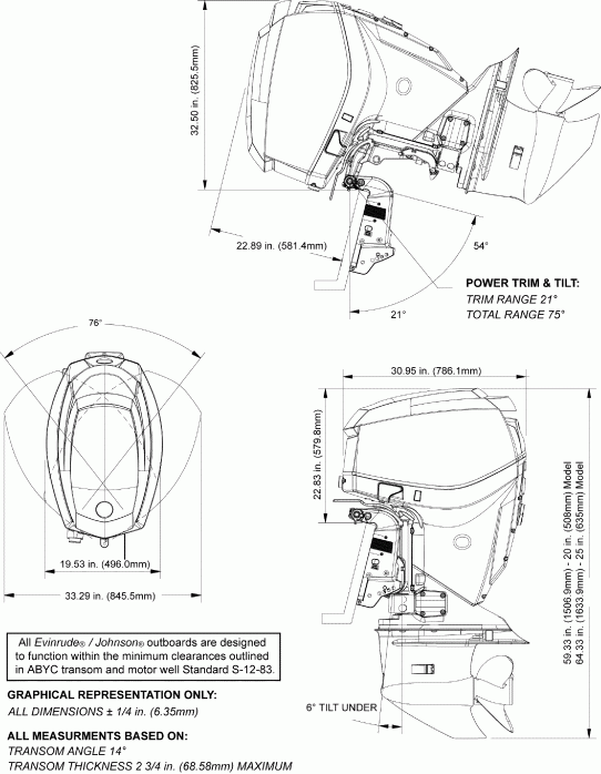  Evinrude E115DGLAFG  - profile Drawing