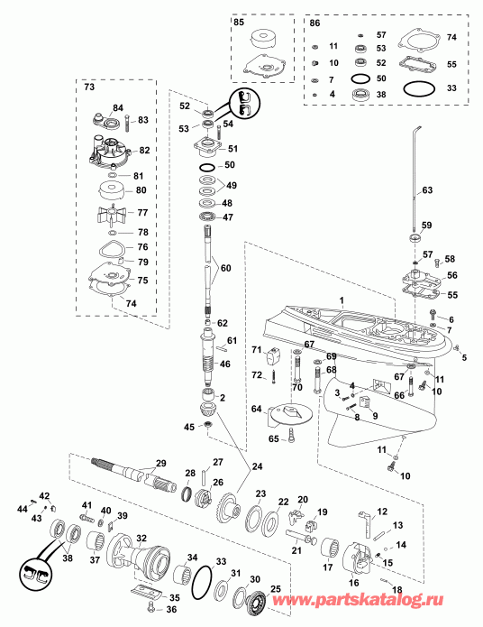  Evinrude E115DHXAFB  - ��������, O-type / gearcase, O-type