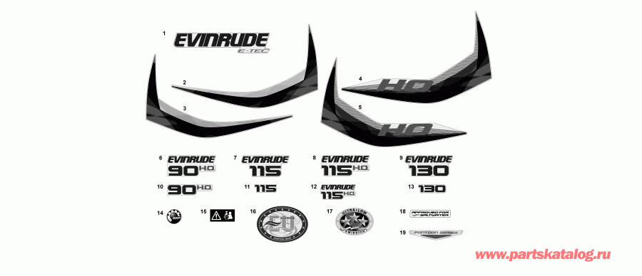 ��������� ����� EVINRUDE E115DHXAFF  - decals / ��������