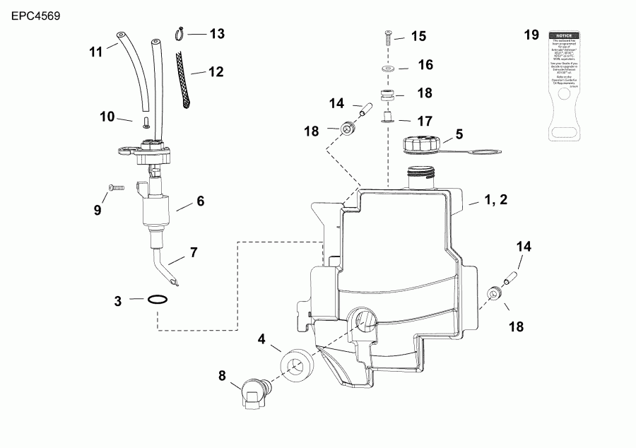 �������� ����� Evinrude E25DRGAFB  - �������� ��� & ����� - oil Tank & Pump
