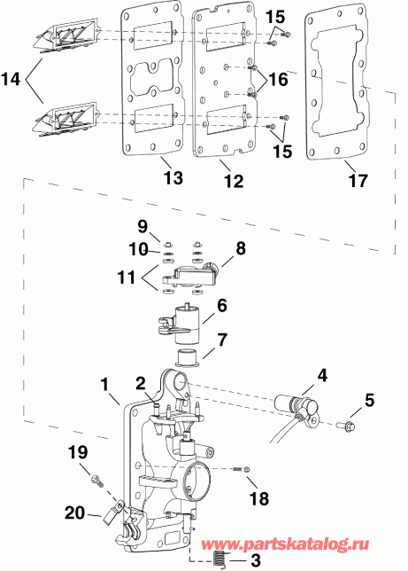 ��������� ����� Evinrude E30DRGLAFB  - intake Manifold Assembly / �������� ��������� � �����