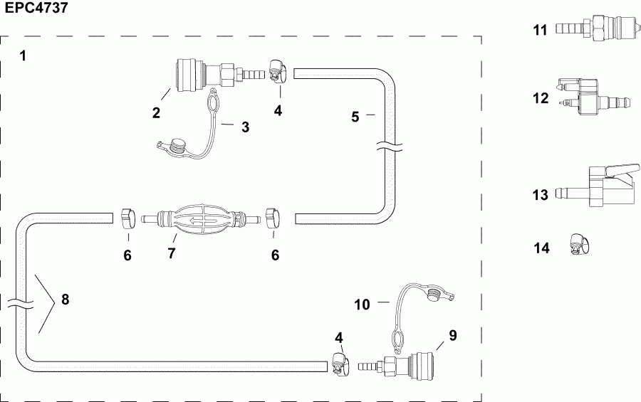 �������� ����� EVINRUDE E30MALAFA  - fuel Hose & Primer Bulb Assy