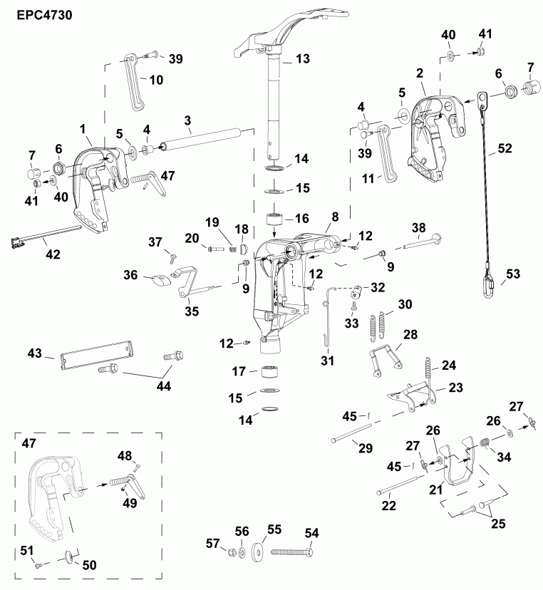 ��������� ����� Evinrude E30MALAFA  - swivel Bracket - ���������� ���������