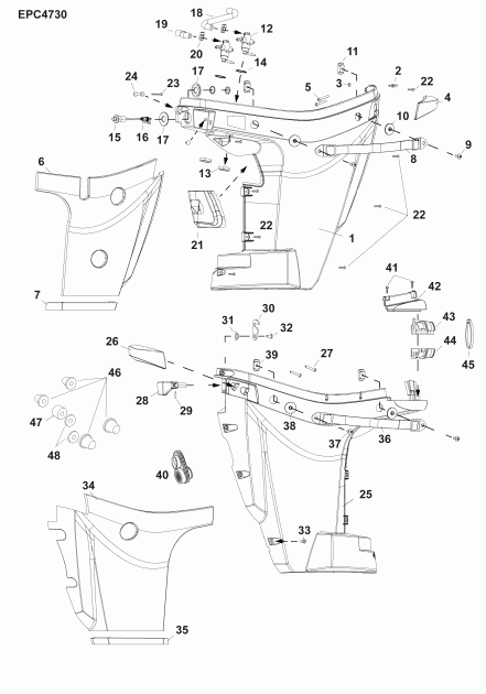 ��������� EVINRUDE E30MRLAFB  - lower Engine Cover / ������ ������ ���������