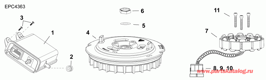 ��������� �������� ����� EVINRUDE E30MRLAFB  - emm, Stator, Flywheel - emm, ������, �������