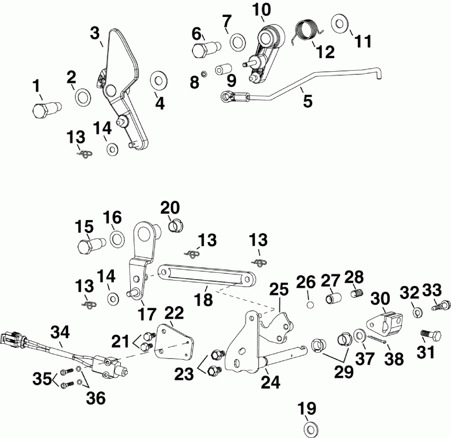 ��������� ��������� EVINRUDE E40DHSLAFB - ITALY ONLY  - throttle & Shift Linkage