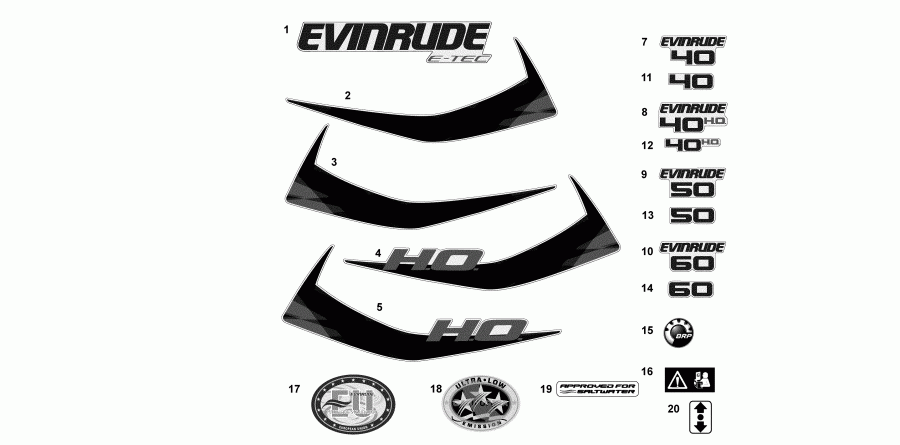  EVINRUDE E50DPLAFA  - decals