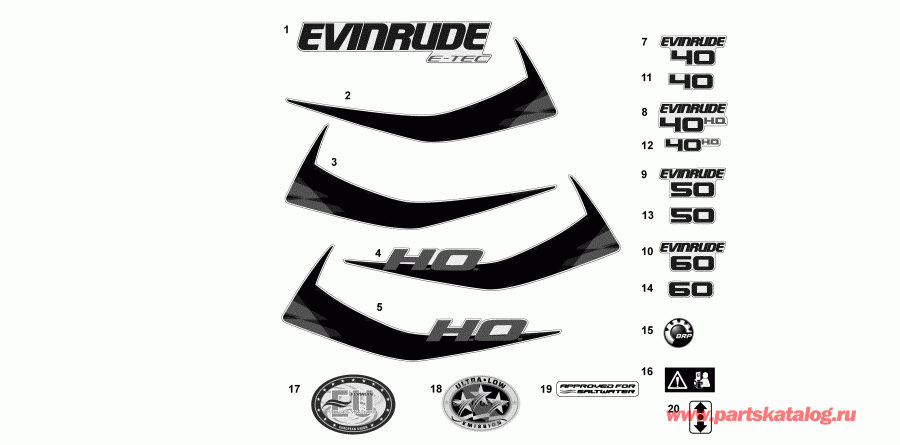  Evinrude E50DTLAFB  - decals / 