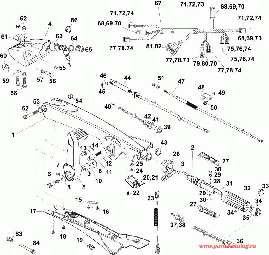 ��������� �������� ����� ������� E50DTLAFB  - tiller Arm (dt)