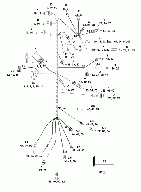 ��������� ����� Evinrude E55MJRLAFB  - ��������� - ���� �������� - electrical Harness