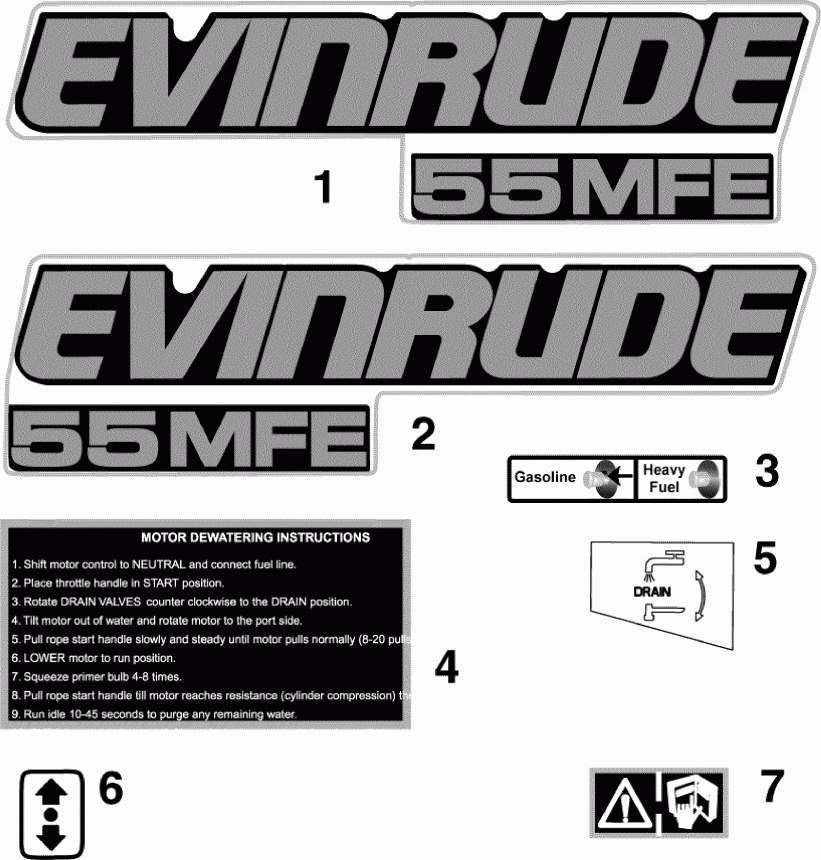    EVINRUDE E55MRLAFA  - decals - 