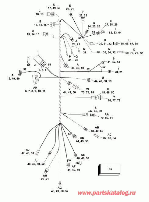 �������� ��������� ����� EVINRUDE E60DPLAFA  - electrical Harness / ��������� - ���� ��������