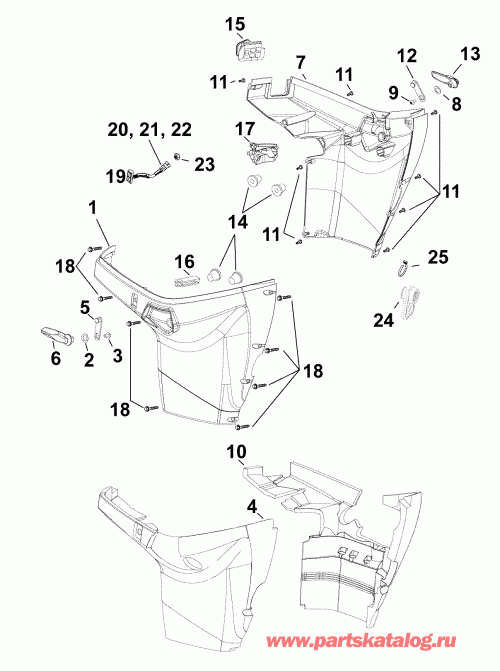 ��������� �������� ����� Evinrude E65SNLAFC  - lower Engine Cover / ������ ������ ���������