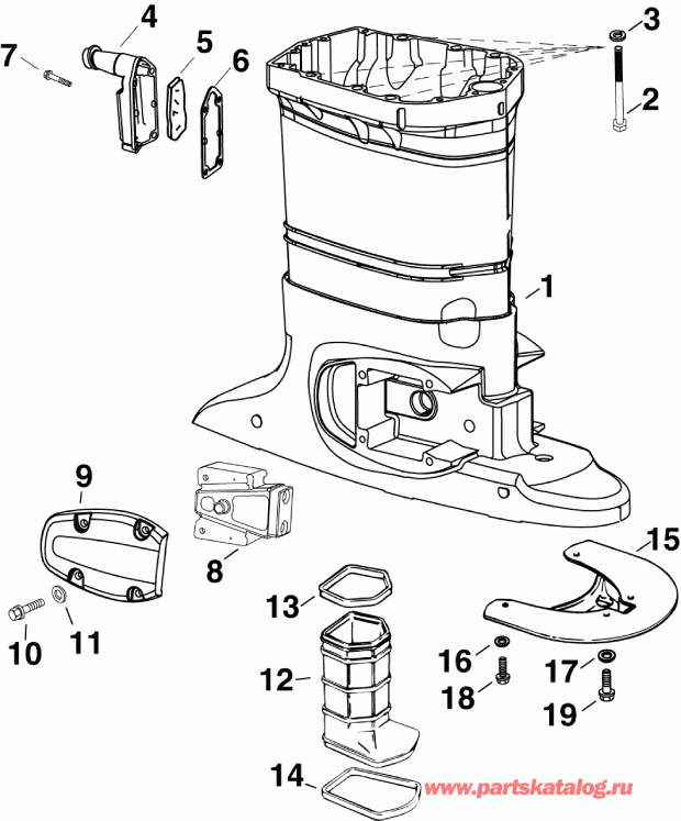 �������� ����� EVINRUDE E75DPGLAFB  - exhaust Housing - ���������� �������