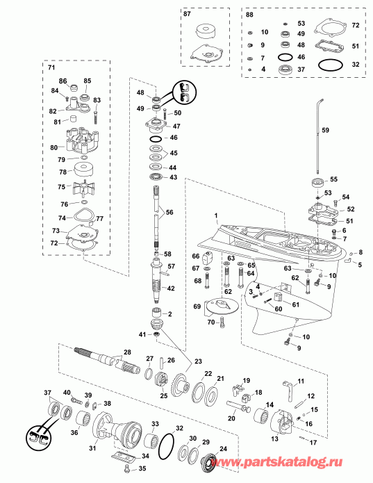 ����� Evinrude E75DSLAFA  - ��������, (0.50 Ratio) S-type / gearcase, (0.50 Ratio) S-type