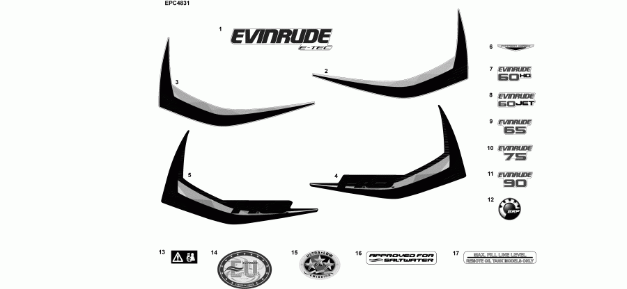 ��������� ����� EVINRUDE E90DPGLAFC  - decals