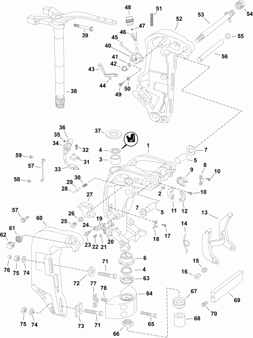 ��������� �������� ����� EVINRUDE E90SLAFA  - ���������� ��������� / swivel Bracket
