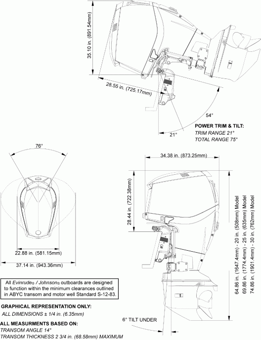   Evinrude DE300PXIIC  - ofile Drawing / ofile Drawing