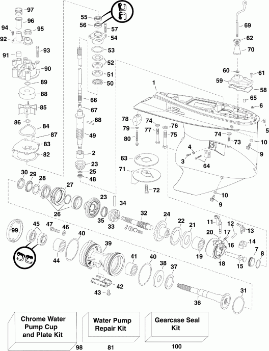 ��������� �������� ����� Evinrude E150DCXIIB  - ype, �������� �������� / ype, Counter Rotation