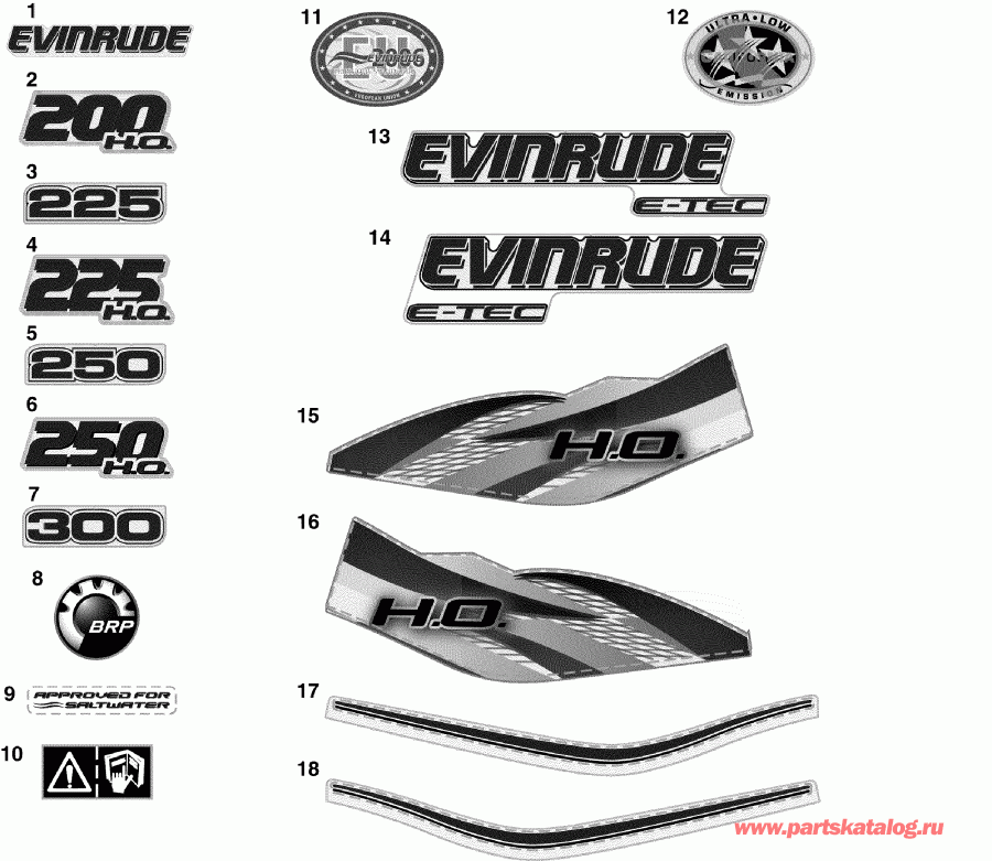 ��������� ��������� EVINRUDE E225DCXIID  - �����