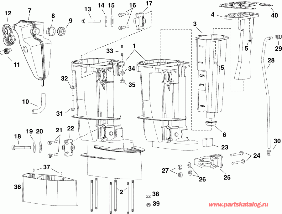 ��������� Evinrude E25DPLIIR  - haust Housing - haust ������