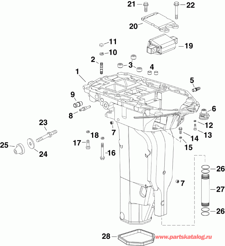 ��������� ��������� Evinrude E300DCXIIA  - haust ������ Inner - haust Housing Inner