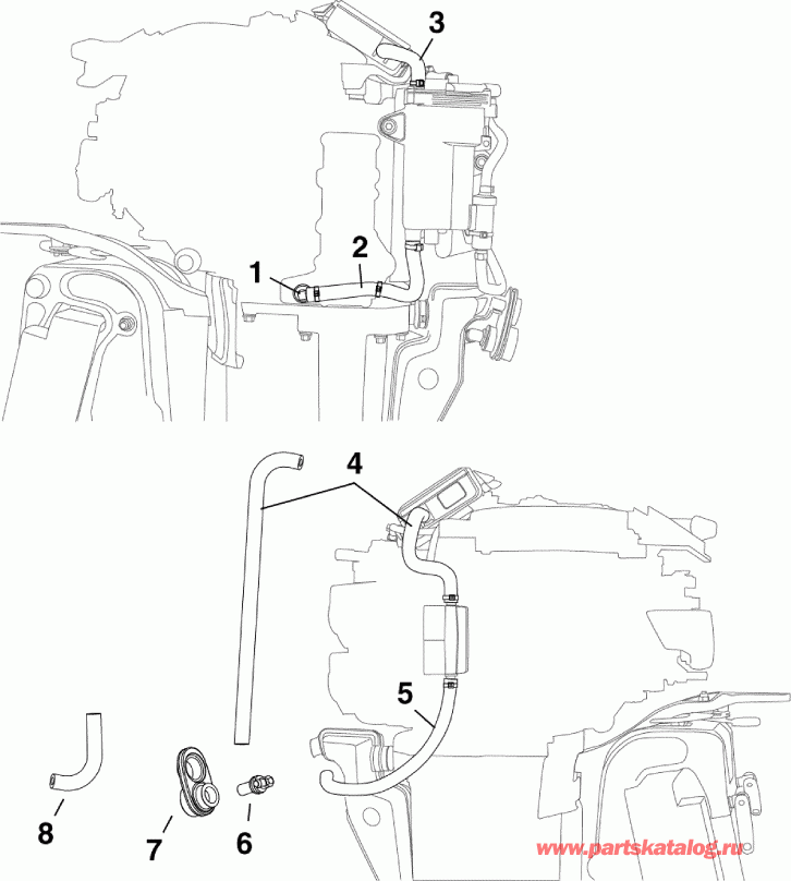 �������� ��������� ����� EVINRUDE E30DPLIIR  - oling Hoses - oling �����s