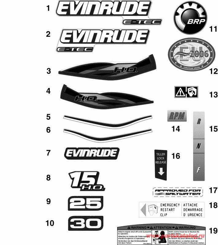 ��������� ��������� EVINRUDE E30DTELIIH  - cals / cals