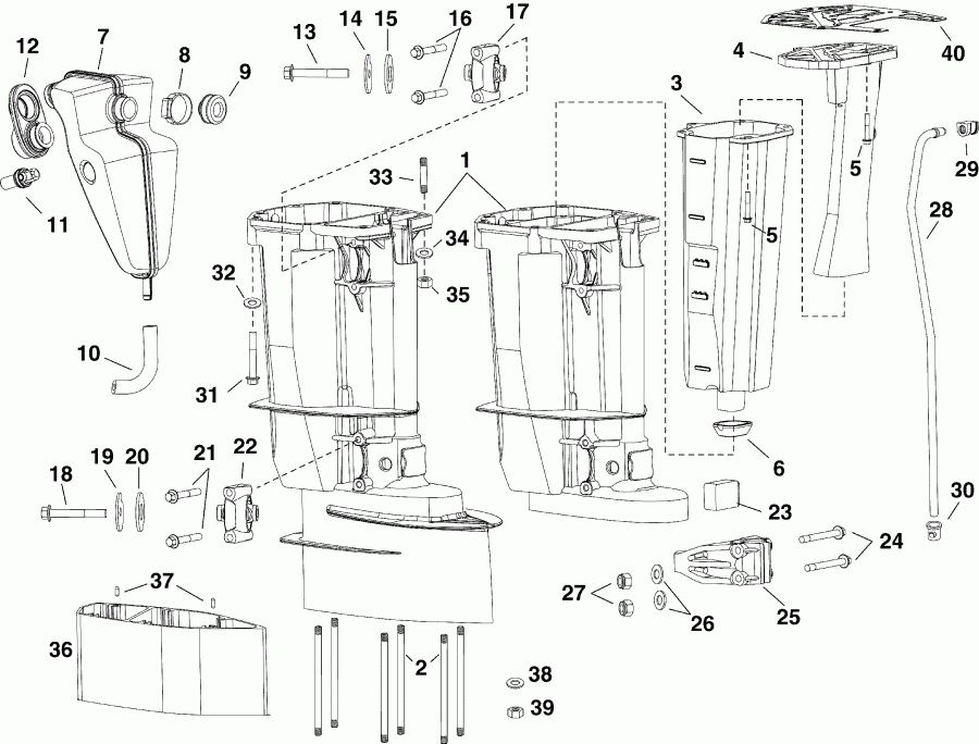 �������� ��������� ����� Evinrude E30DTSLIIH  - haust Housing - haust ������