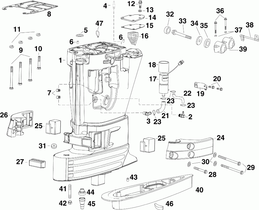  Evinrude E40DSLIIA  - haust Housing
