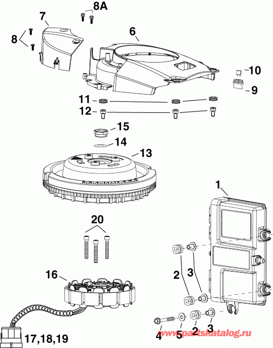 ��������� ������� E50DTLIIA  - m, Stator, Flywheel
