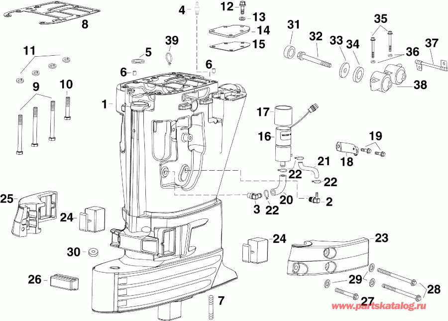 ��������� EVINRUDE E55MRLIIM  - haust Housing / haust ������