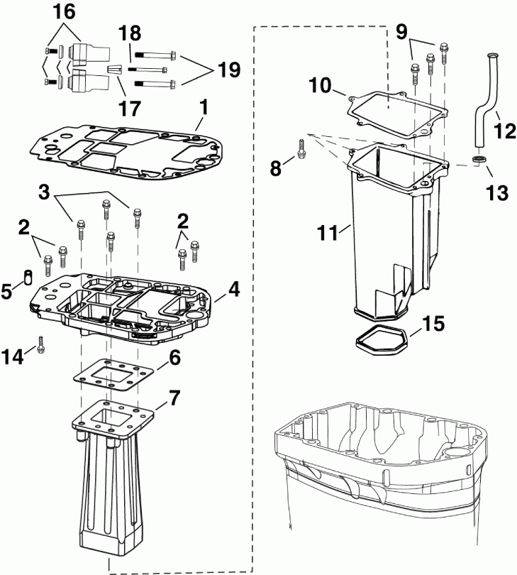 ��������� �������� ����� EVINRUDE E75DPLIIS  - haust Adapter / ������������ ������� ���-������