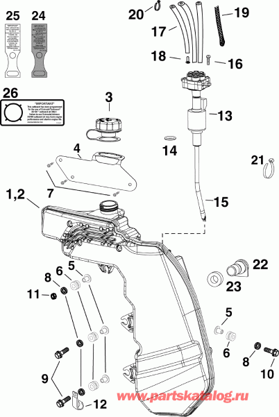��������� �������� ����� EVINRUDE E90WDEXIIA  - l Tank & Pump - l Tank & �����