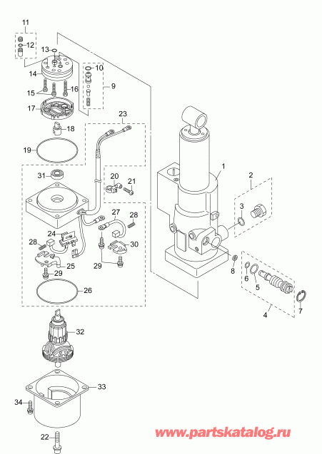  EVINRUDE B10TPL4INS  - trim & Tilt Hydraulic Assembly