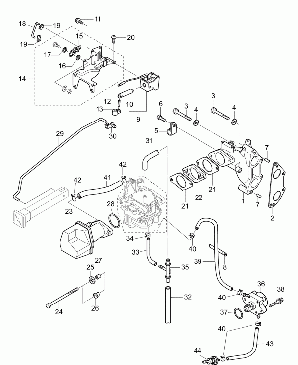 ��������� Evinrude B15R4INS  - intake Manifold & Fuel Pump