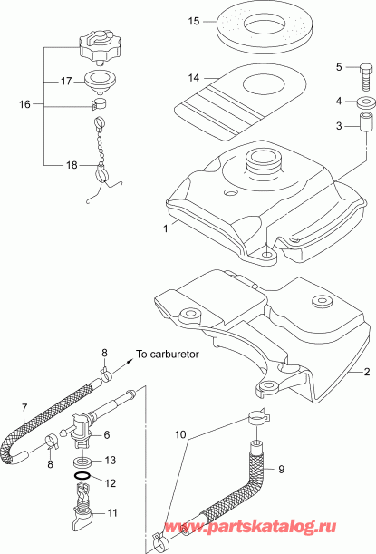 ��������� Evinrude B3R4INS  - fuel Tank Assembly - ��������� ��� � �����