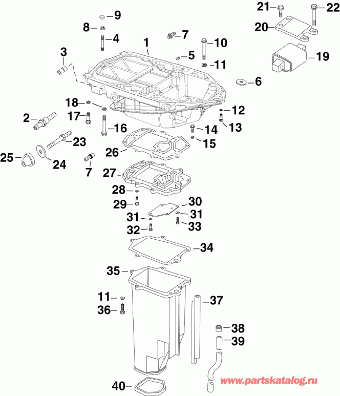 �������� ��������� ����� Evinrude DE225CXINS  - haust Housing Inner (3.3 L)