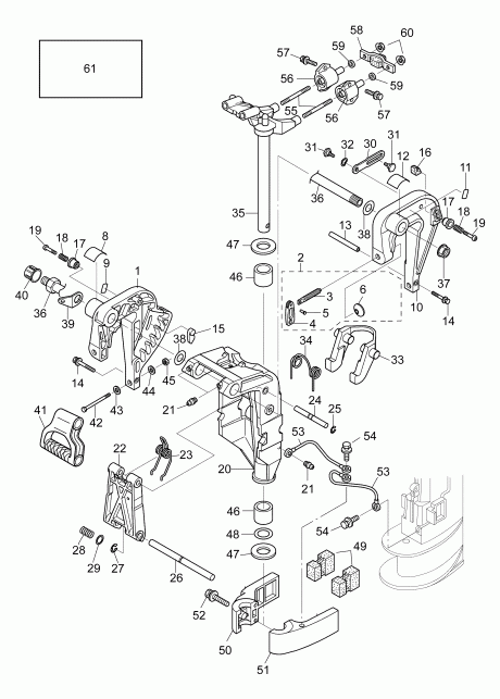 ��������� ����� Evinrude E10EL4INS  - stern & Swivel Bracket (el Models)