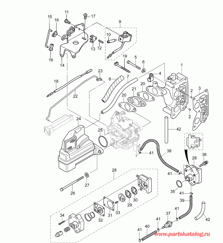 ��������� �������� ����� EVINRUDE E10PL4INS  - intake Manifold & Fuel Pump - �������� ��������� & ��������� �����