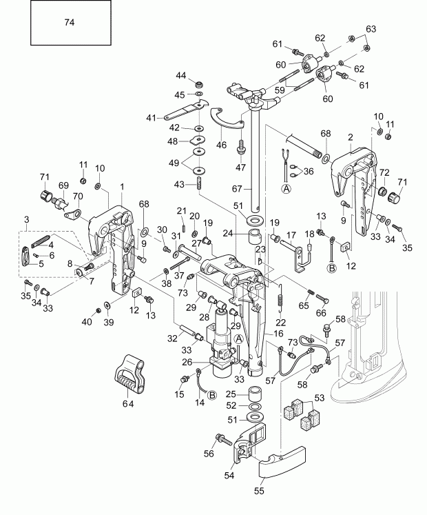 ��������� �������� ����� Evinrude E10PX4INS  - stern & Swivel Bracket (pl, Px, Tp, Models)