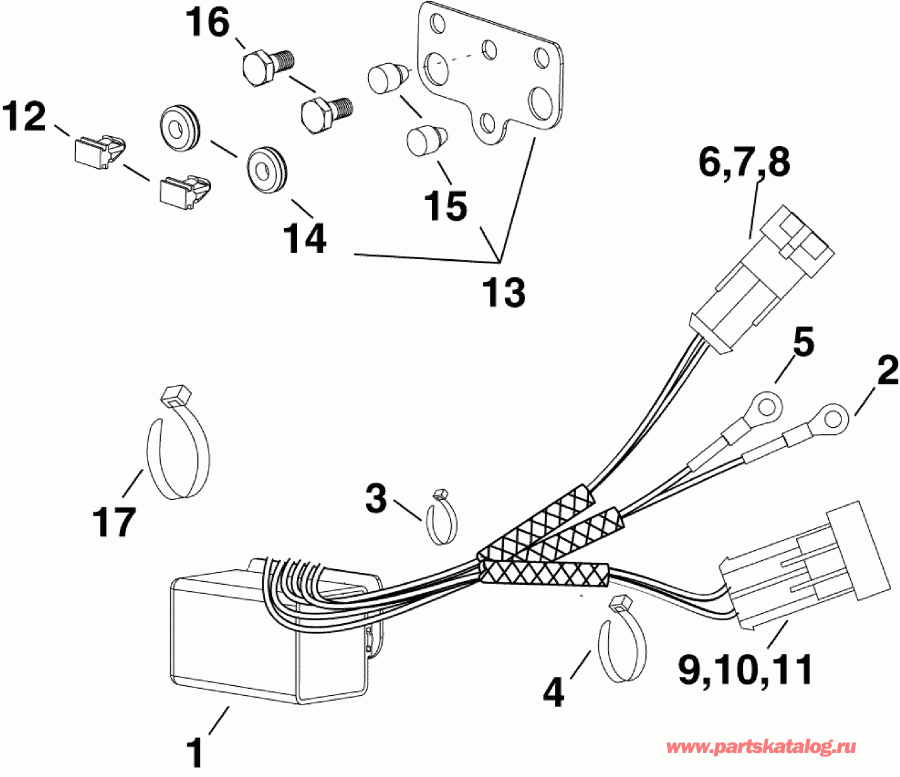 �������� ����� EVINRUDE E50DPLINC  - im & Tilt Relay / im & Tilt ����