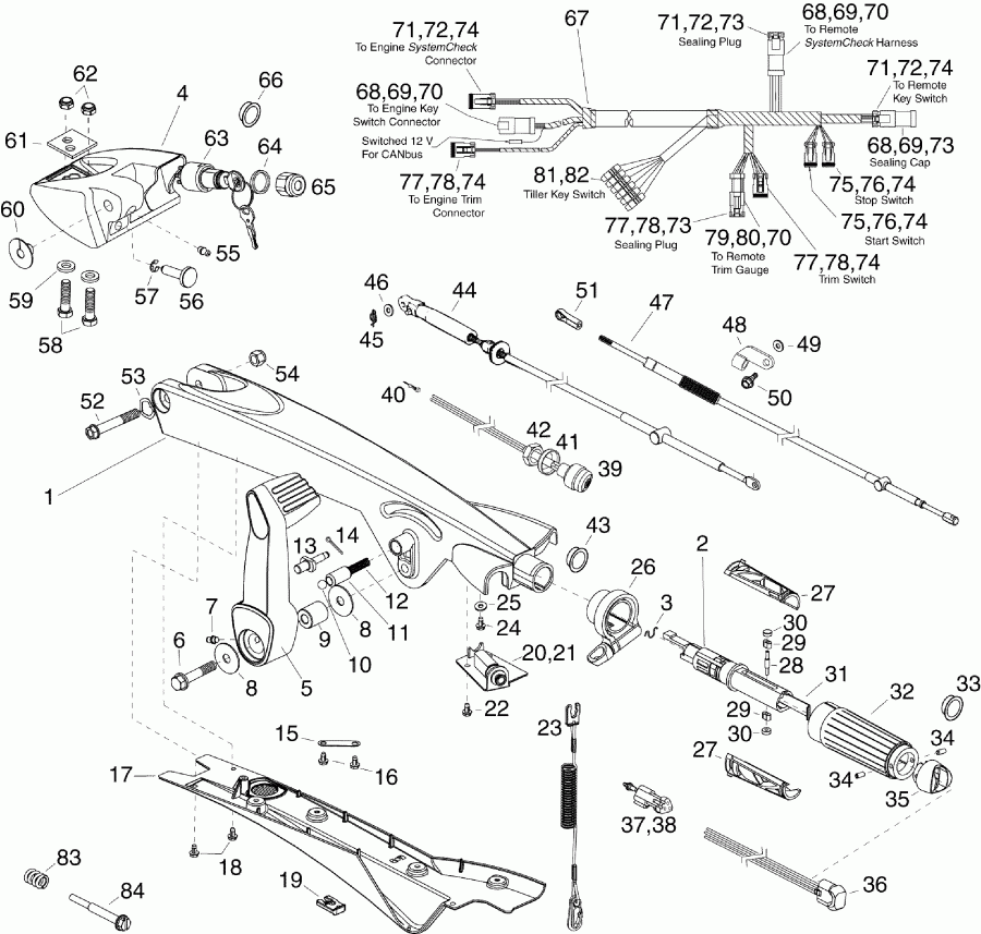 ����� EVINRUDE E50DTLINM  - ller ����� (dt, Wdr) / ller Arm (dt, Wdr)