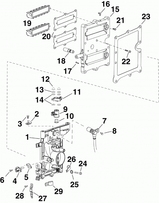 �������� ����� EVINRUDE E60DTLINM  - take Manifold Assembly