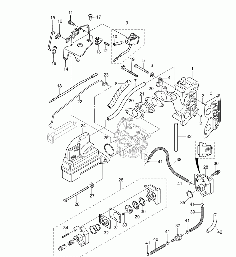  Evinrude B10PL4AAA  - intake Manifold & Fuel Pump -   &  