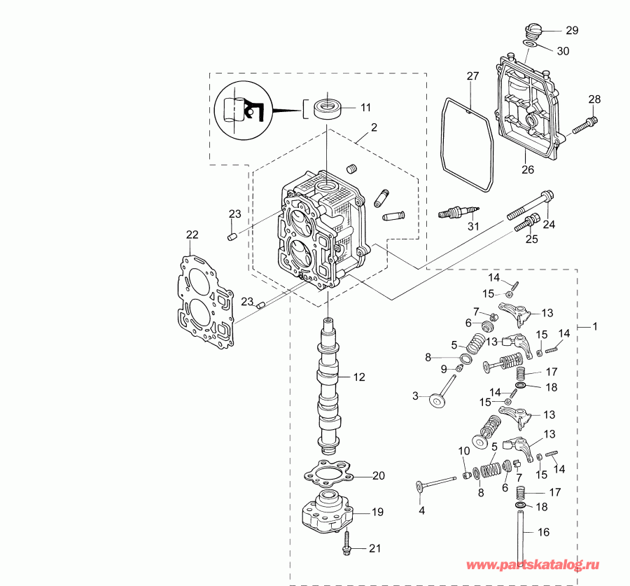 �������� ����� EVINRUDE B10RL4AAA  - cylinder Head & Oi L Pump / ������� ����� �������� & Oi L �����