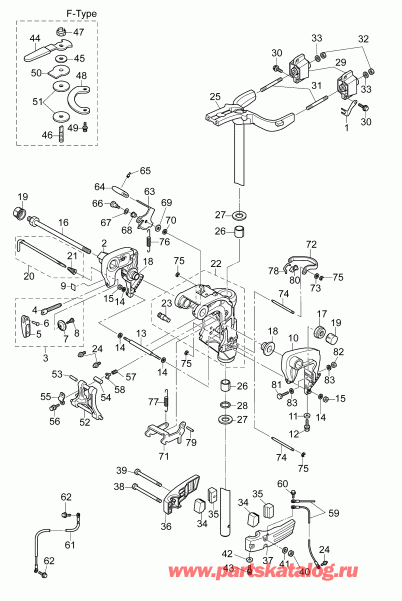��������� ��������� ������� B15R4AAB  - stern & Swivel Bracket (manual Tilt) - stern & ���������� ��������� (������ Tilt)