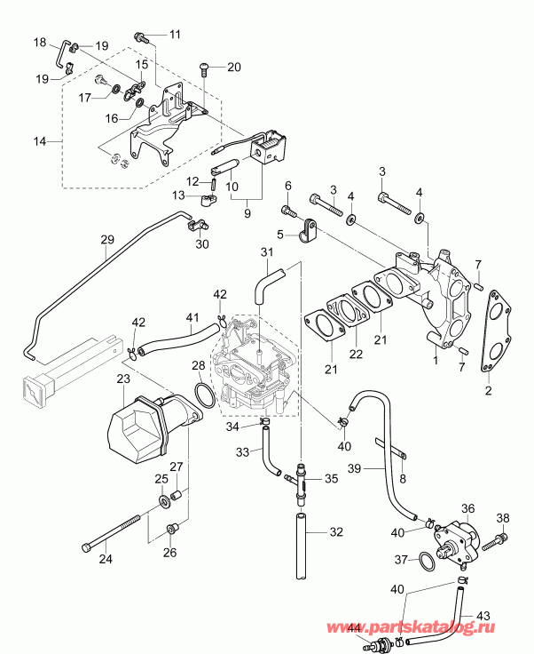 ��������� �������� ����� EVINRUDE B15RL4AAB  - intake Manifold & Fuel Pump