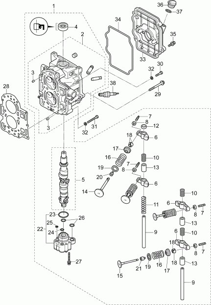    Evinrude B15TEL4AAA  - cylinder Head Assembly